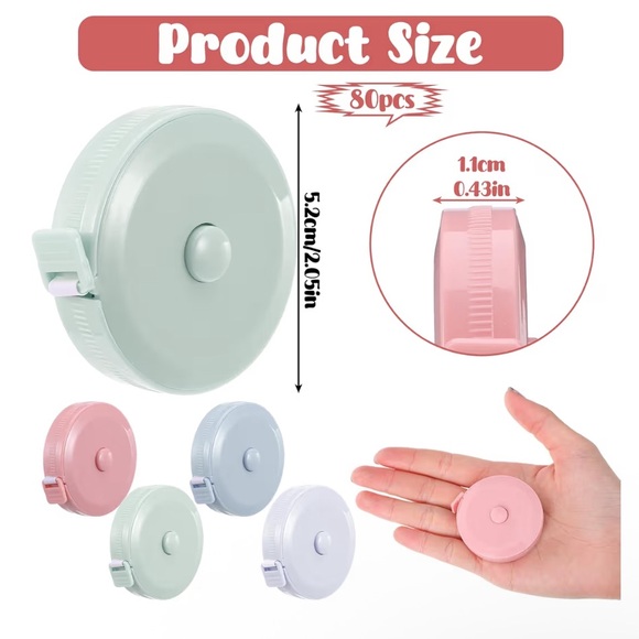 Retractable Double Sided Tape Measure - 60” - Picture 3 of 3